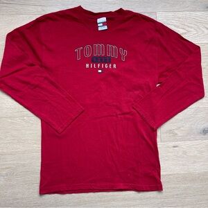 Vintage Tommy Hilfiger Long Sleeve Tee XL Red Spellout Logo